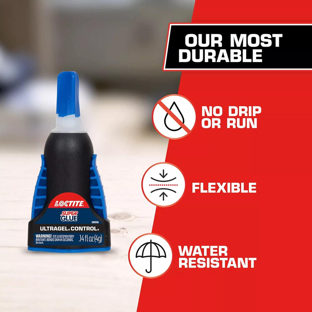 Loctite Super Glue Ultra Gel Control, Clear, 0.14 fl oz Bottle, 1 Pack - Superglue for Plastic, Wood, Metal, Crafts & Repair, Cyanoacrylate Adhesive Instant Glue, Quick Dry