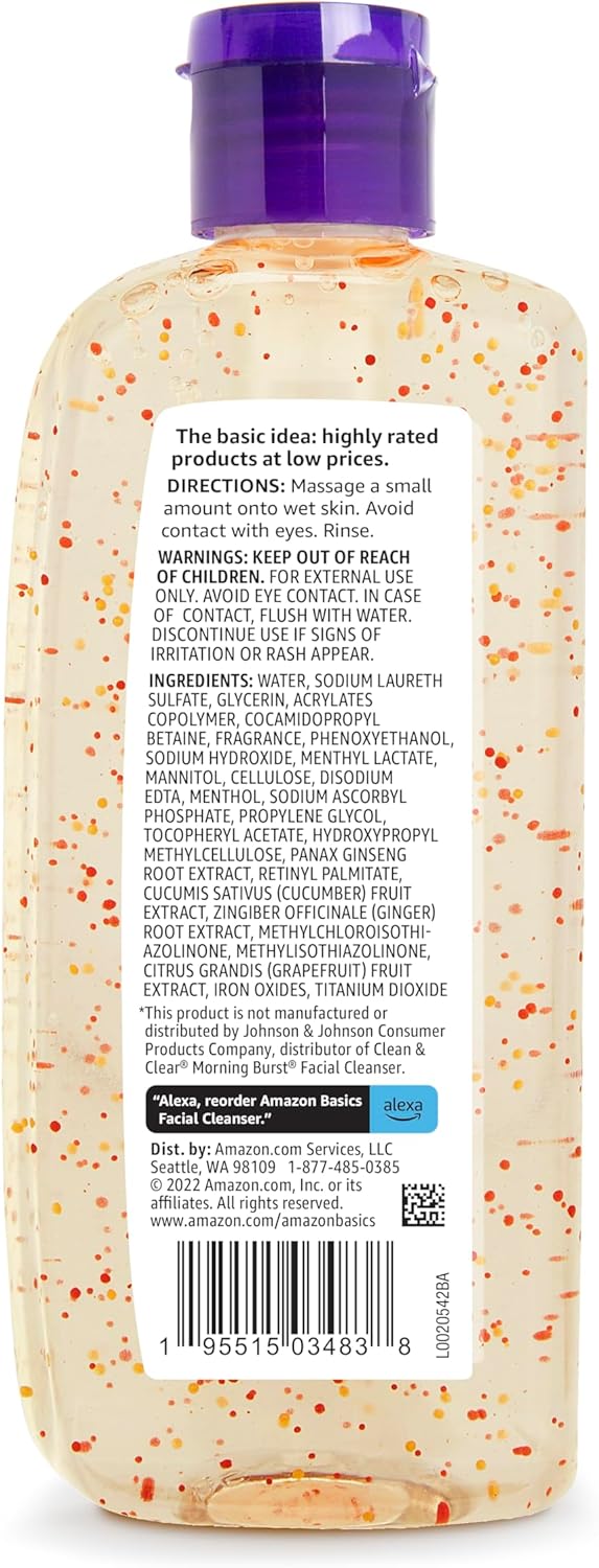 Amazon Basics Morning Fresh Facial Cleanser with Ginseng and Vitamin C, 8 fl oz
