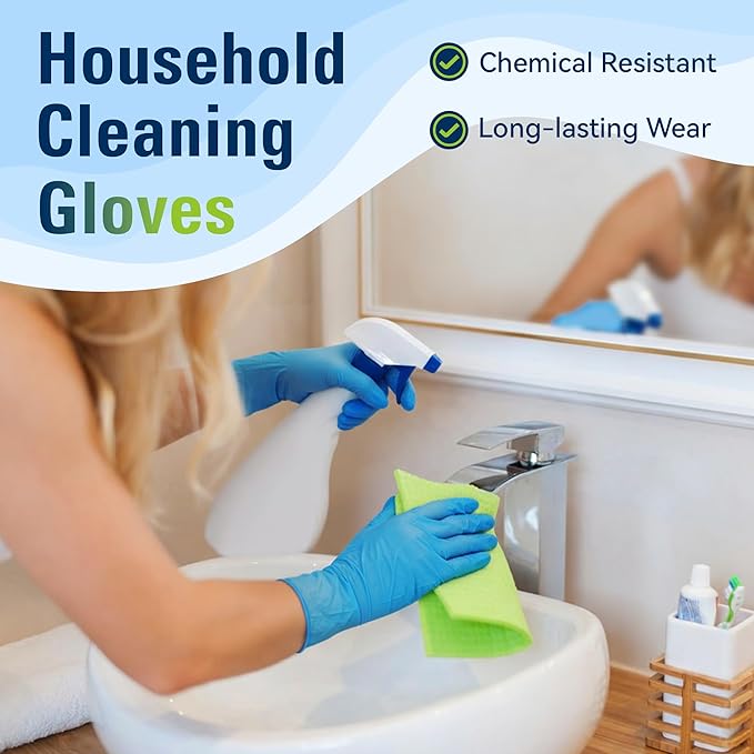 SWIFTLITE Nitrile Gloves, Food Safe Disposable Gloves Latex Free, Blue Rubber Gloves Powder Free for Cooking and Cleaning