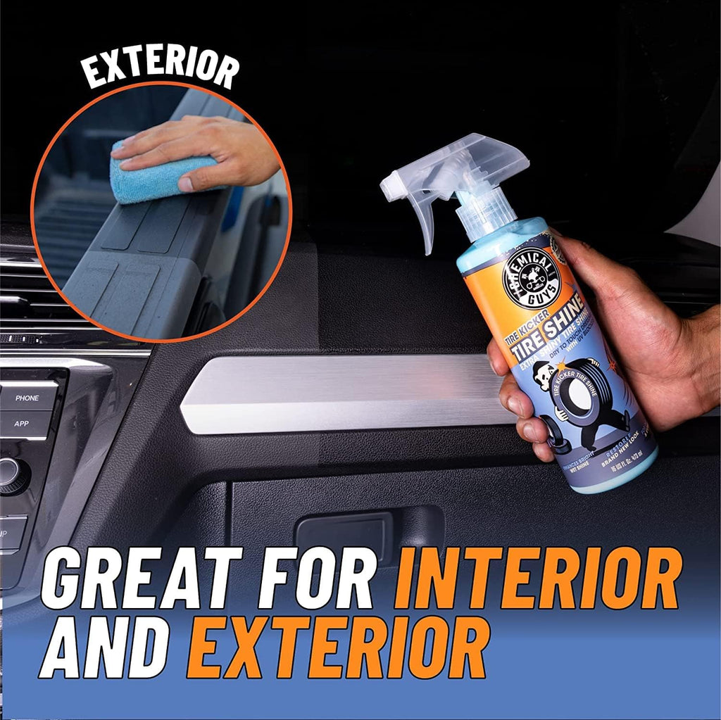 Chemical Guys Tire Kicker Sprayable Extra Glossy Tire Shine Spray, Dry-to-Touch Dressing - Restores Wet Look to Rubber, Vinyl, and Plastic, Safe for Cars, Trucks, Motorcycles, RVs, and More - 16 oz