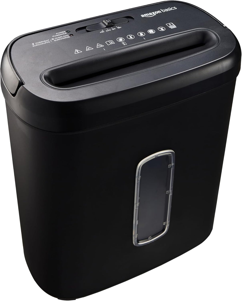 Amazon Basics 8-Sheet High Security Cross Cut Paper and Credit Card Shredder with P-4 Security, Auto Shut-off, Black