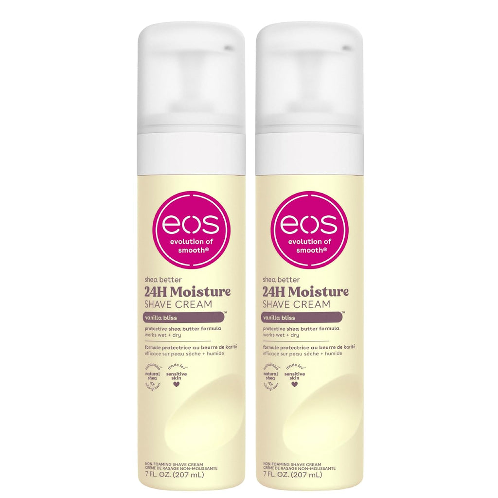 EOS| Shea Buttter| Kraite +| 24H Moisture Hydration 24H Shave Cream | Vanilla Bliss | 7fl oz. | (Pack of 2)