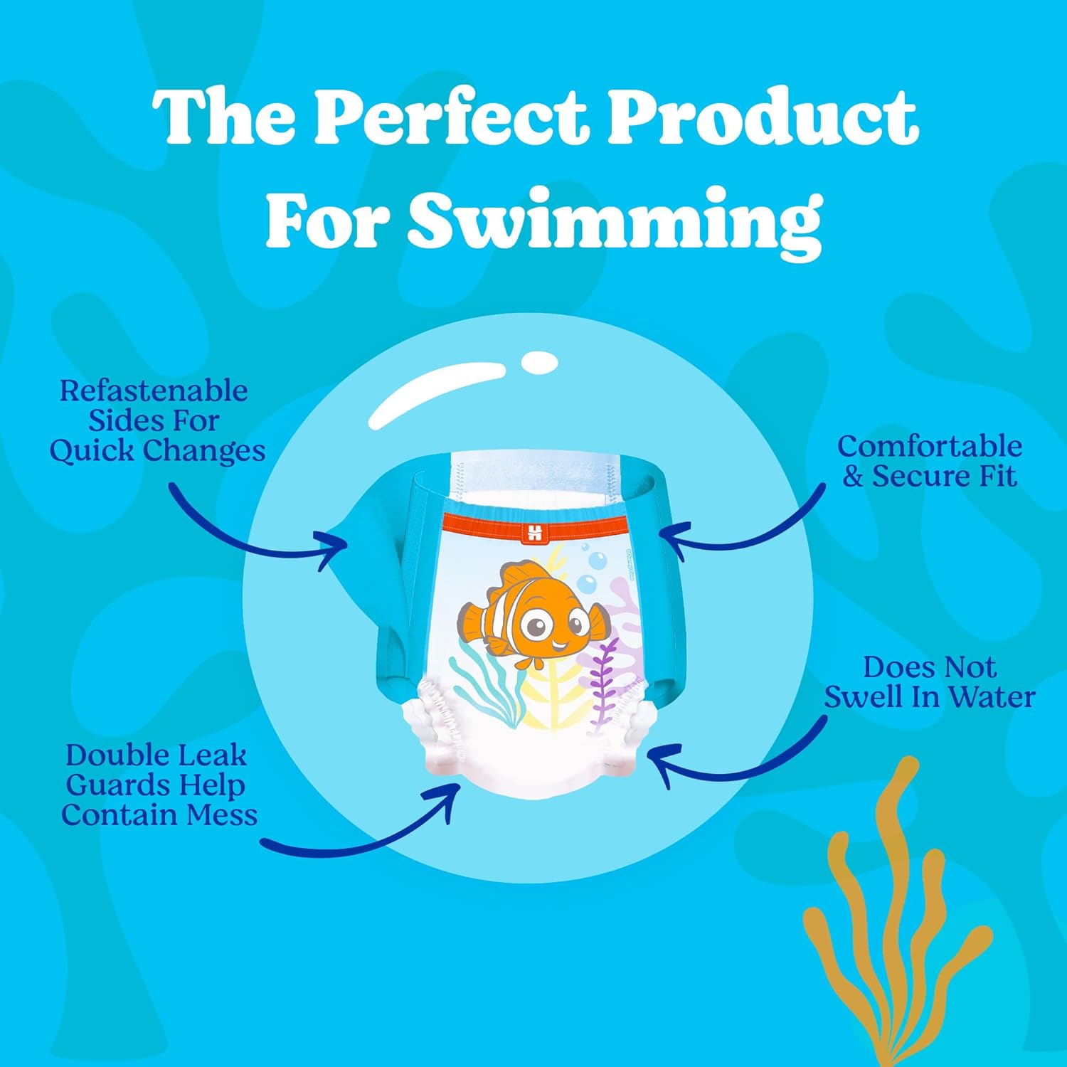 Huggies Little Swimmers Disposable Swim Diapers, Size 5-6 (32+ lbs), 17 Ct