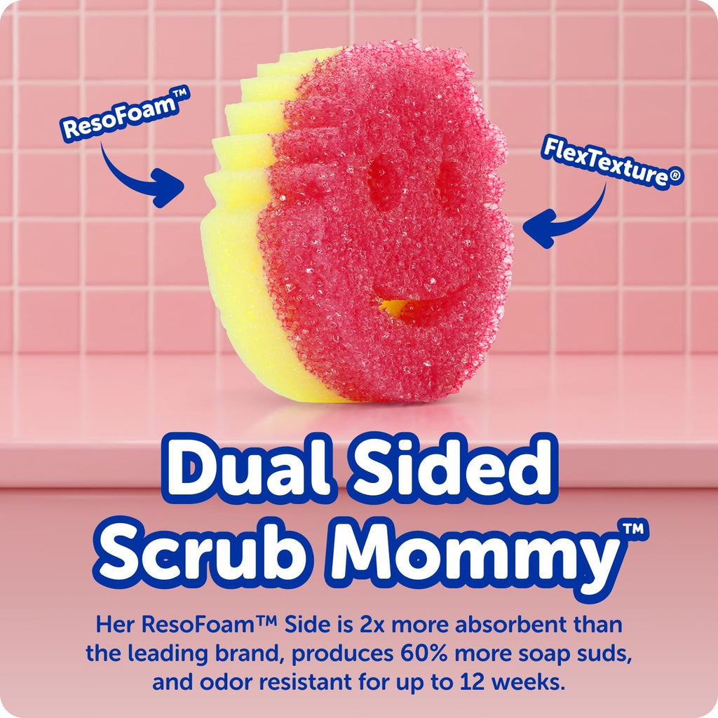 Scrub Daddy Scrub Mommy Sponges - Dish Scrubber + Non-Scratch Cleaning Sponges Kitchen, Bathroom + Multi-Surface Safe - Dual-Sided Dish Sponges for Scrubbing - Online Exclusive (3 Count)