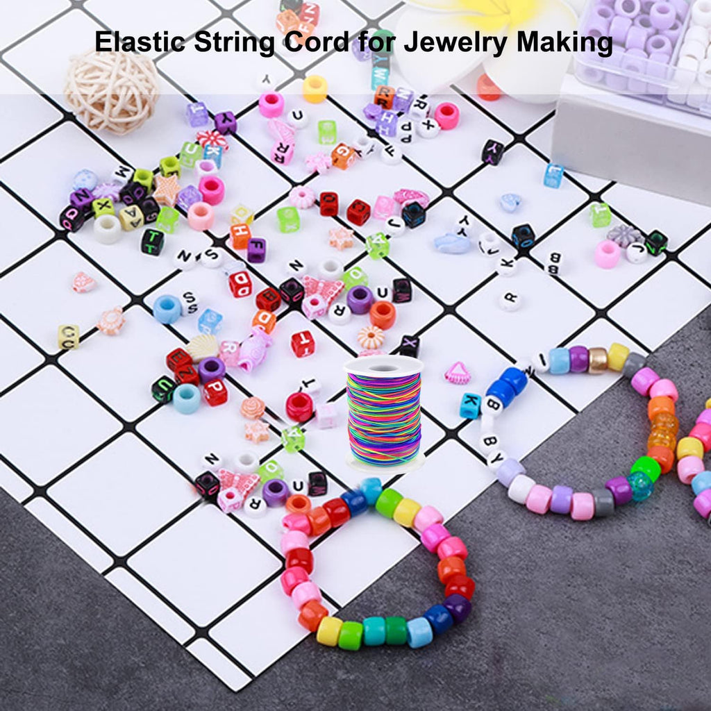 LUSTEMBER 1mm Stretchy Bracelet String, Sturdy Rainbow Elastic String Elastic Cord for Jewelry Making, Necklaces, Beading and Crafts