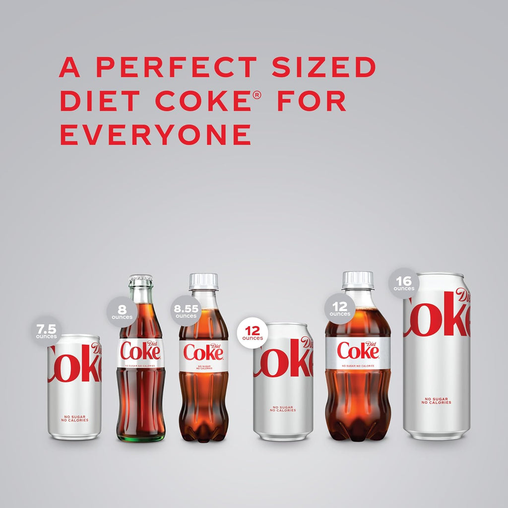 Diet Coke Soda Soft Drink Fridge Pack Cans, 12 fl oz, 12 Pack
