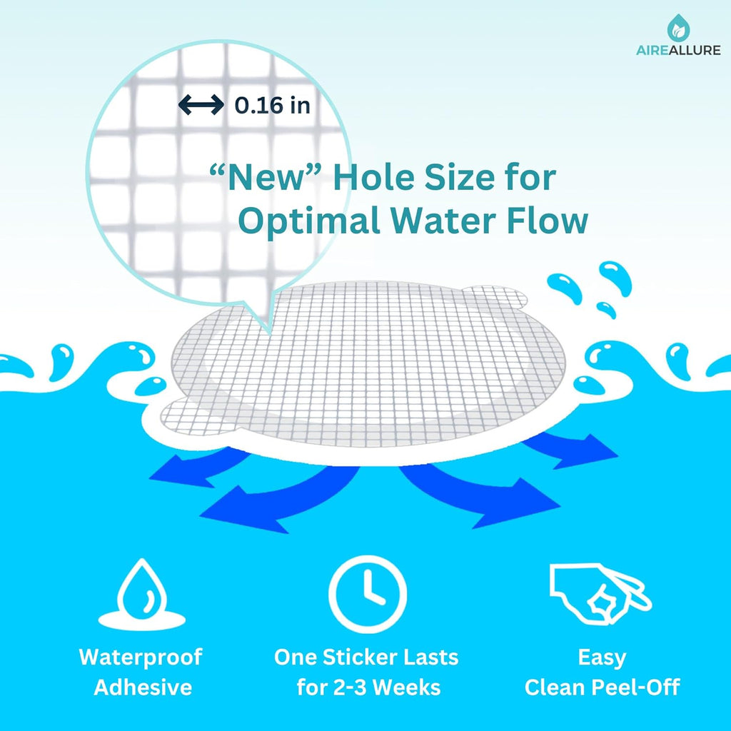 25 Pack Disposable Shower Drain Hair Catcher Mesh Stickers - Peel & Stick Drain Strainers to Prevent Clogs, Strong Waterproof Adhesive, Mess-Free Disposable Drain Covers for Shower & Bathtub