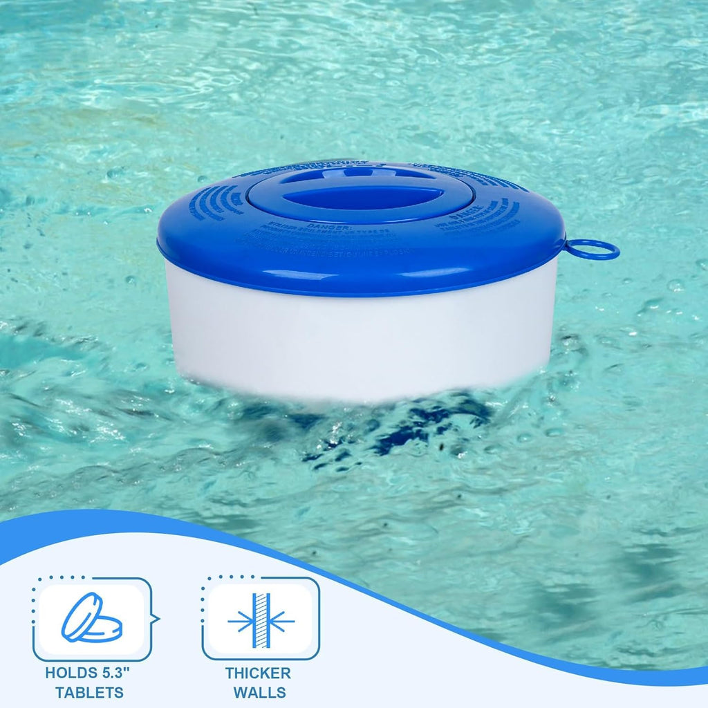 Pool Chlorine Floater for Pools Fits 3" Tablets,7" Diameter Chlorine Tablet Floater with Adjustable Flow Vents Balanced Chemical Dispenser for hot tub/Spa（Collapsible）