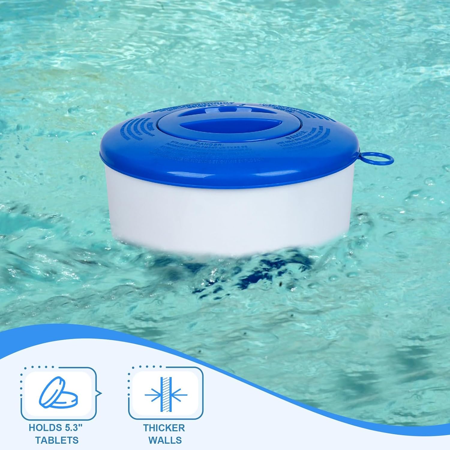 Pool Chlorine Floater for Pools Fits 3" Tablets,7" Diameter Chlorine Tablet Floater with Adjustable Flow Vents Balanced Chemical Dispenser for hot tub/Spa（Collapsible）