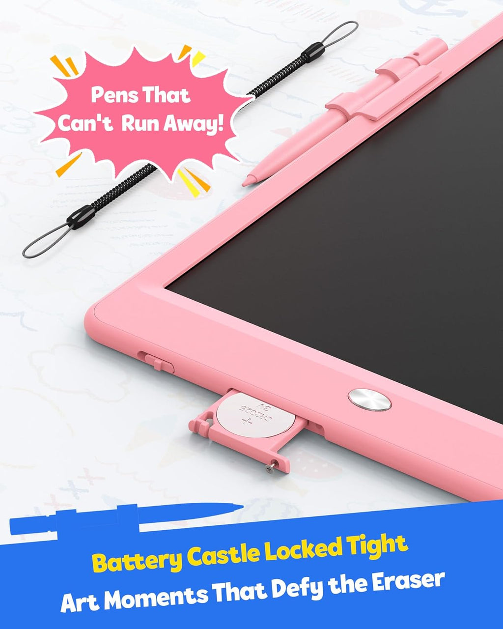 TEKFUN LCD Writing Tablet for Kids, 10-inch Coloring Drawing Pad, Mess Free Doodle Board, Easter Gifts for Girls and Toddlers, Toys for 3 4 5 6 7 8 Year Old Boys (Pink)