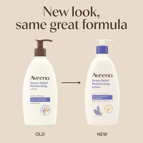 Aveeno Stress Relief Moisturizing Body Lotion with Lavender Scent, Natural Oatmeal to Calm & Relax, Non-Greasy Daily Stress Relief Lotion, 12 fl. oz