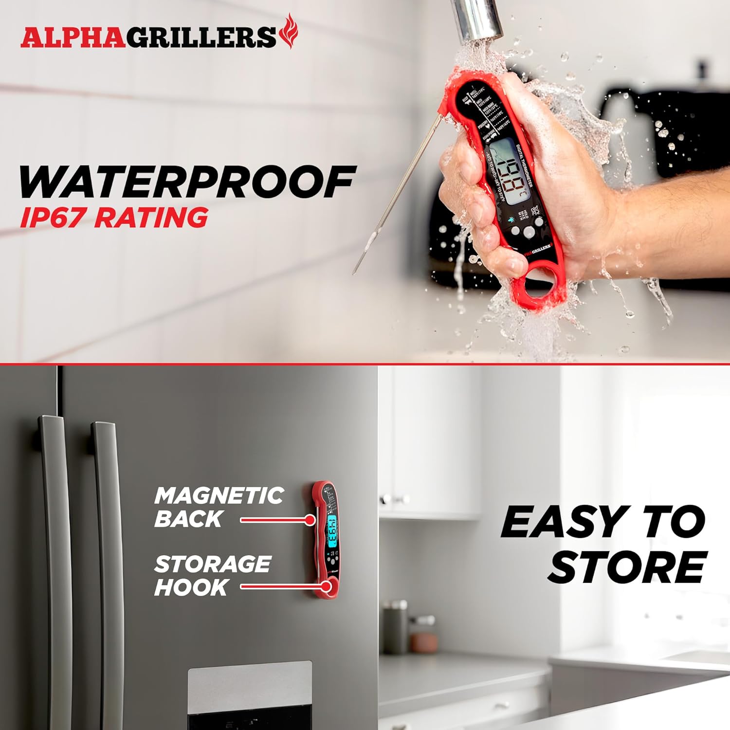 Alpha Grillers Meat Thermometer Digital – Instant Read Food Thermometer for Cooking & Grilling – Professional Kitchen Gifts for Men, Dad & Mom