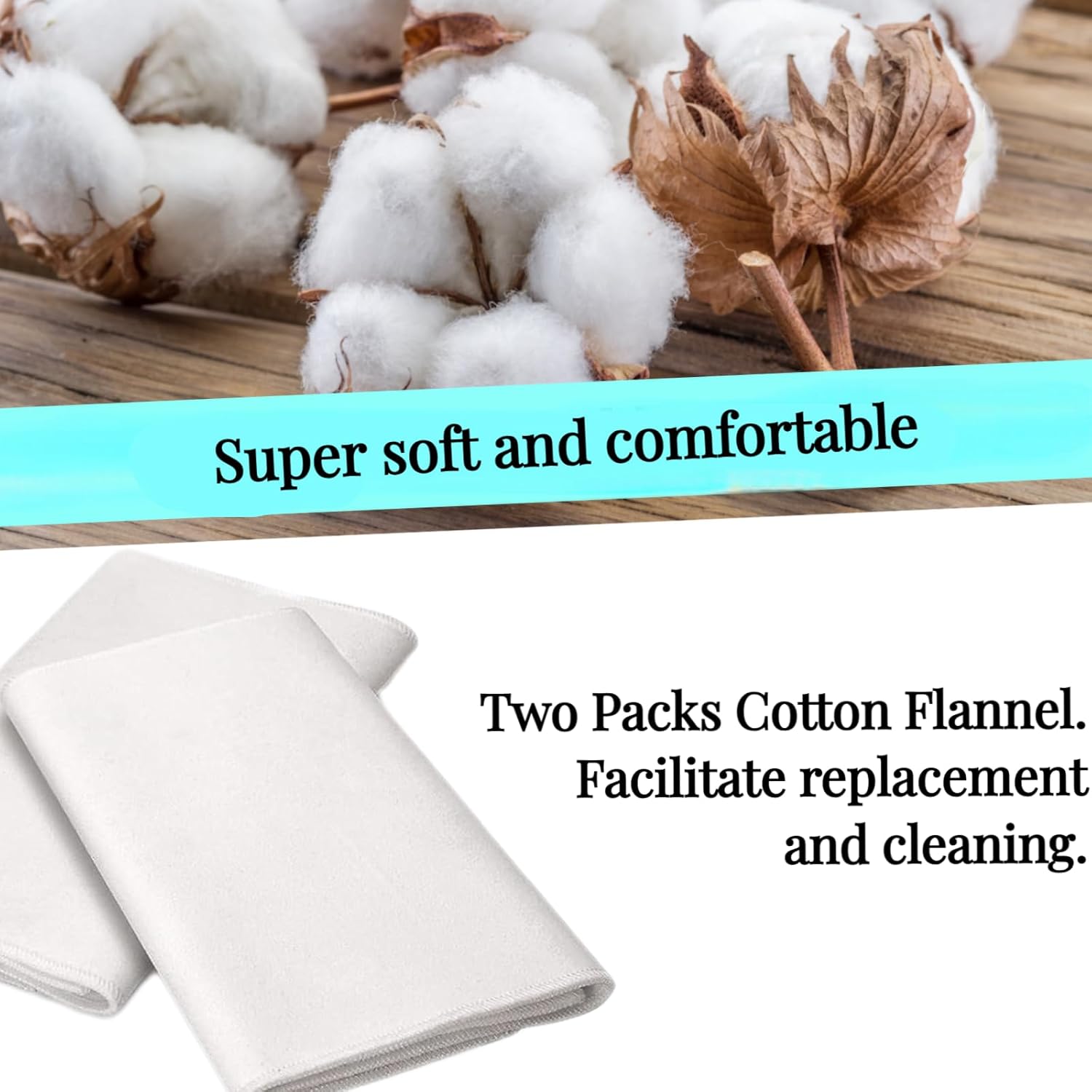 2 Pcs Organic Cotton Flannel for Castor Oil Pack Wrap, Reusable Castor Oil Compress for Stomach, Abdomen, Joints & Other Areas
