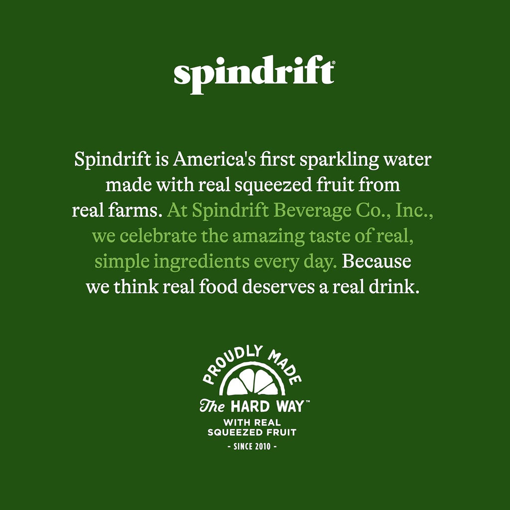 Spindrift Sparkling Water, Lemon Flavored, Made with Real Squeezed Fruit, 12 Fl Oz Cans, Pack of 24 (Only 3 Calories per Can)