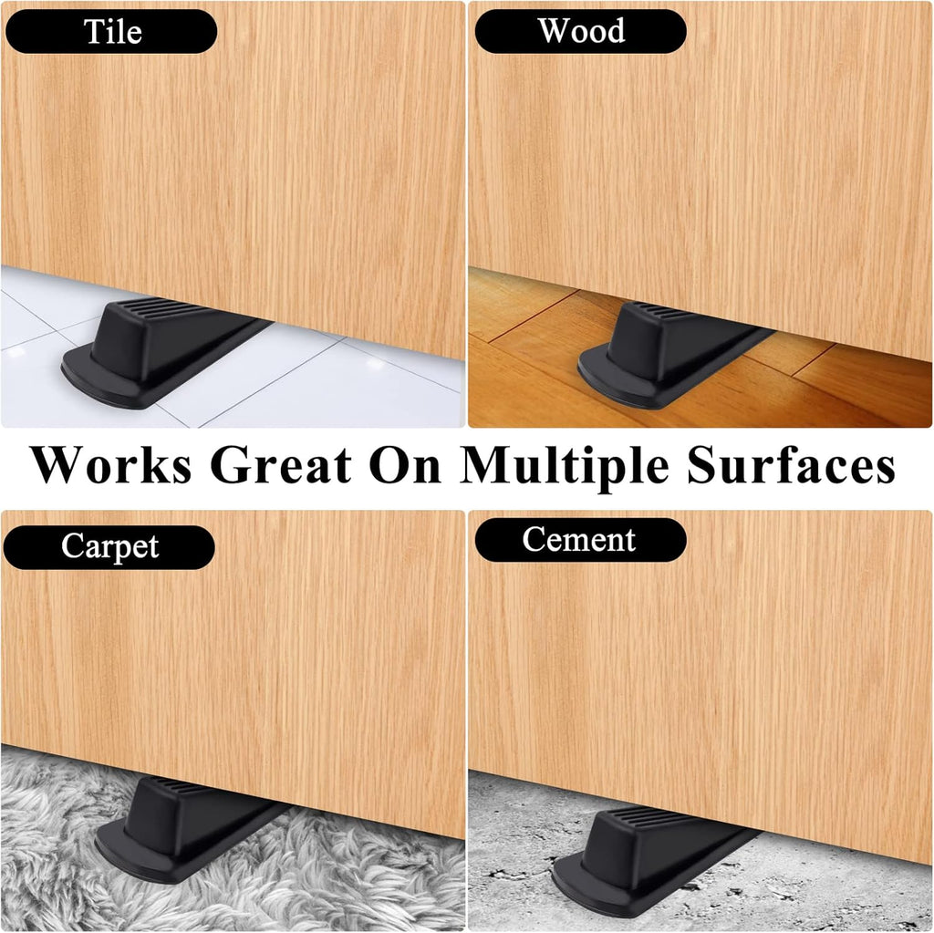 4 Pack Door Stoppers, Rubber for Bottom of Door, Rubber Door Stopper Wedge, Sturdy Stackable Door Stops for Floor