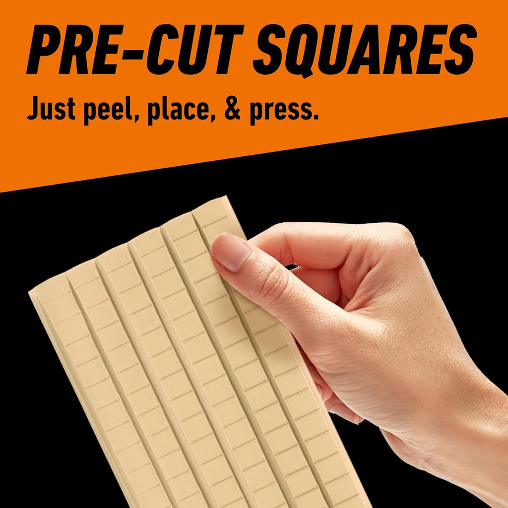 Gorilla Mounting Putty, Natural Tan Color, 168 Pre-Cut Squares (Pack of 1) - Non-Toxic Removable & Repositionable Wall Putty