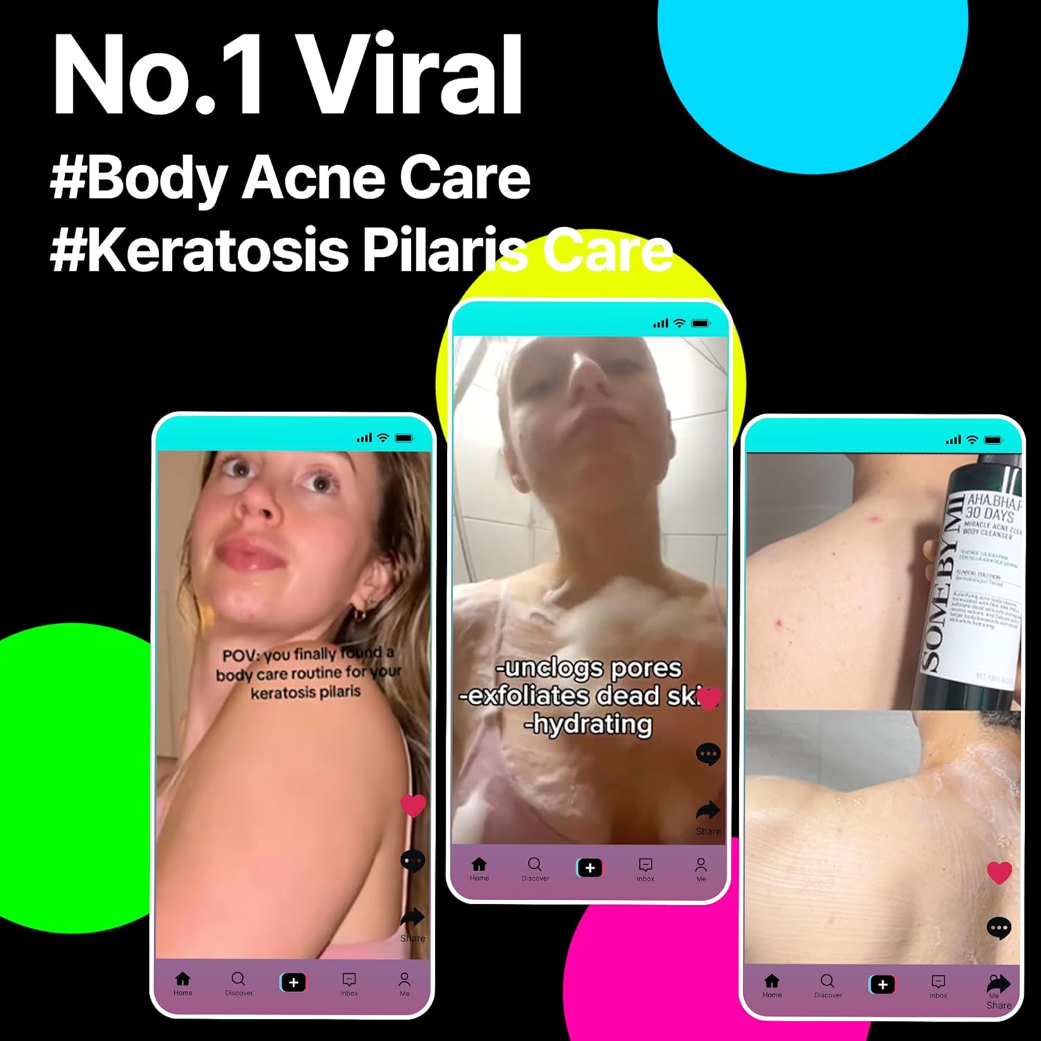 SOME BY MI AHA BHA PHA 30 Days Miracle Acne Clear Body Cleanser 13.5oz – Salicylic Acid & Tea Tree Acne Body Wash – Deep Cleansing, Sulfate & Paraben Free Korean Skin care