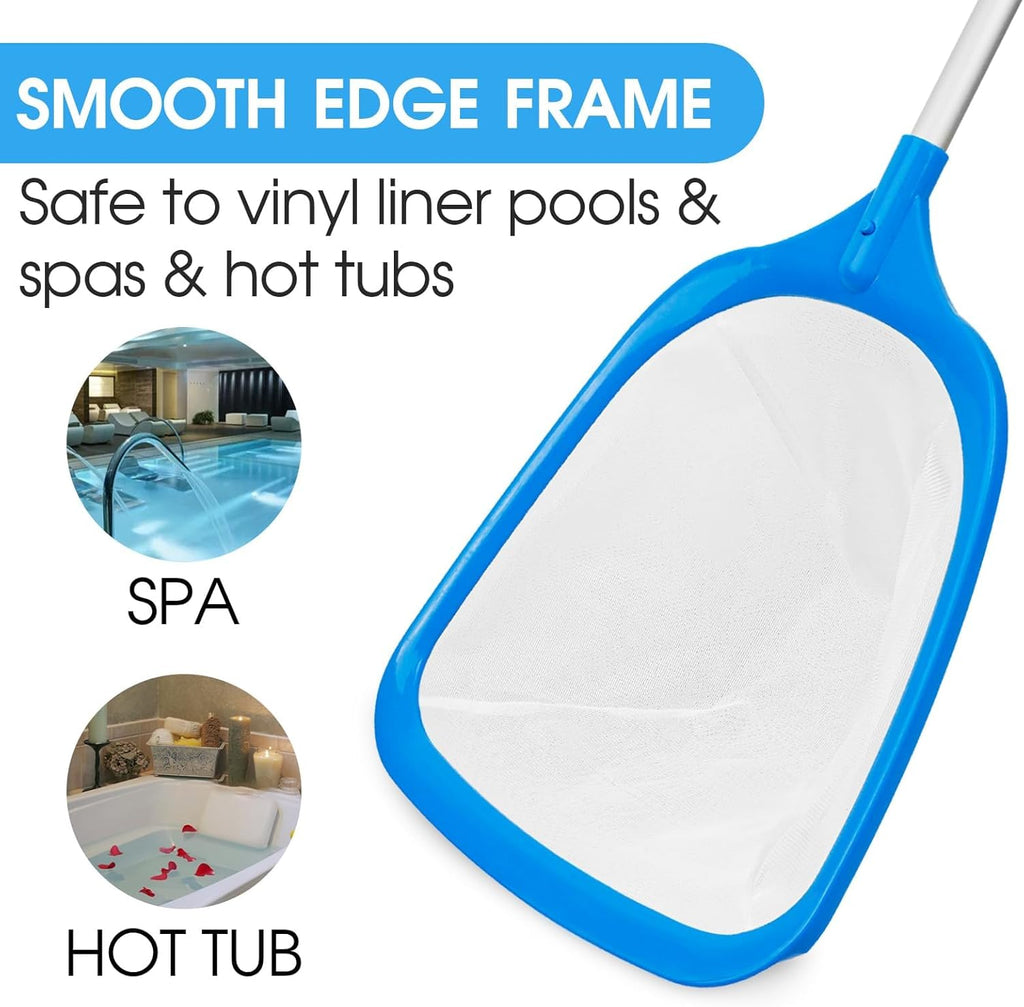 TidyMister Hot Tub Skimmer Spa Net with 12'' Aluminum Pole Ultra Fine Mesh Net Handy Leaf Skimmer for Small Above Ground Pools Pick Up Fine Debris Lightweight Net