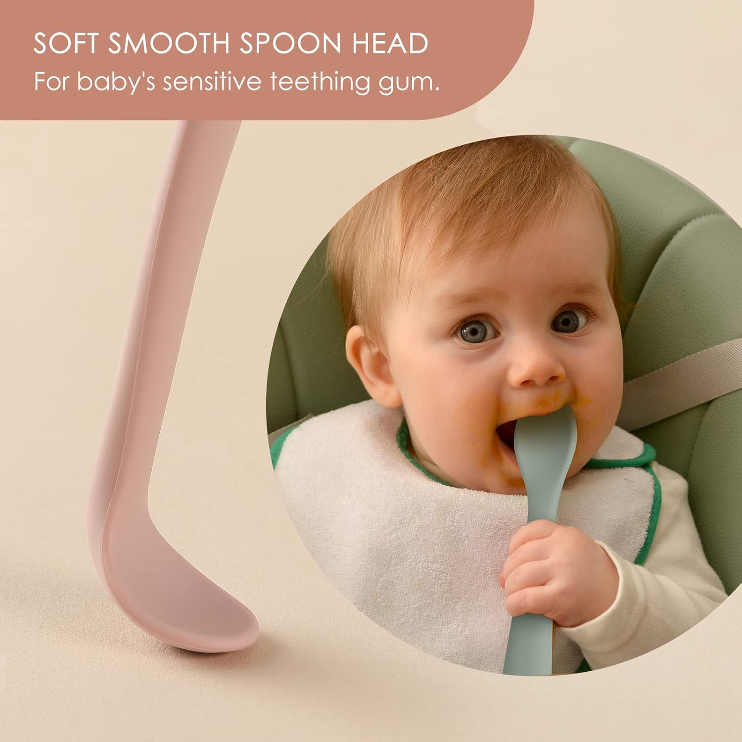 6-Piece Silicone Baby Feeding Spoons, First Stage Infant Spoons, Soft-Tip Easy on Gums I Baby Training Spoon | Infant Utensils Feeding Supplies, Dishwasher...