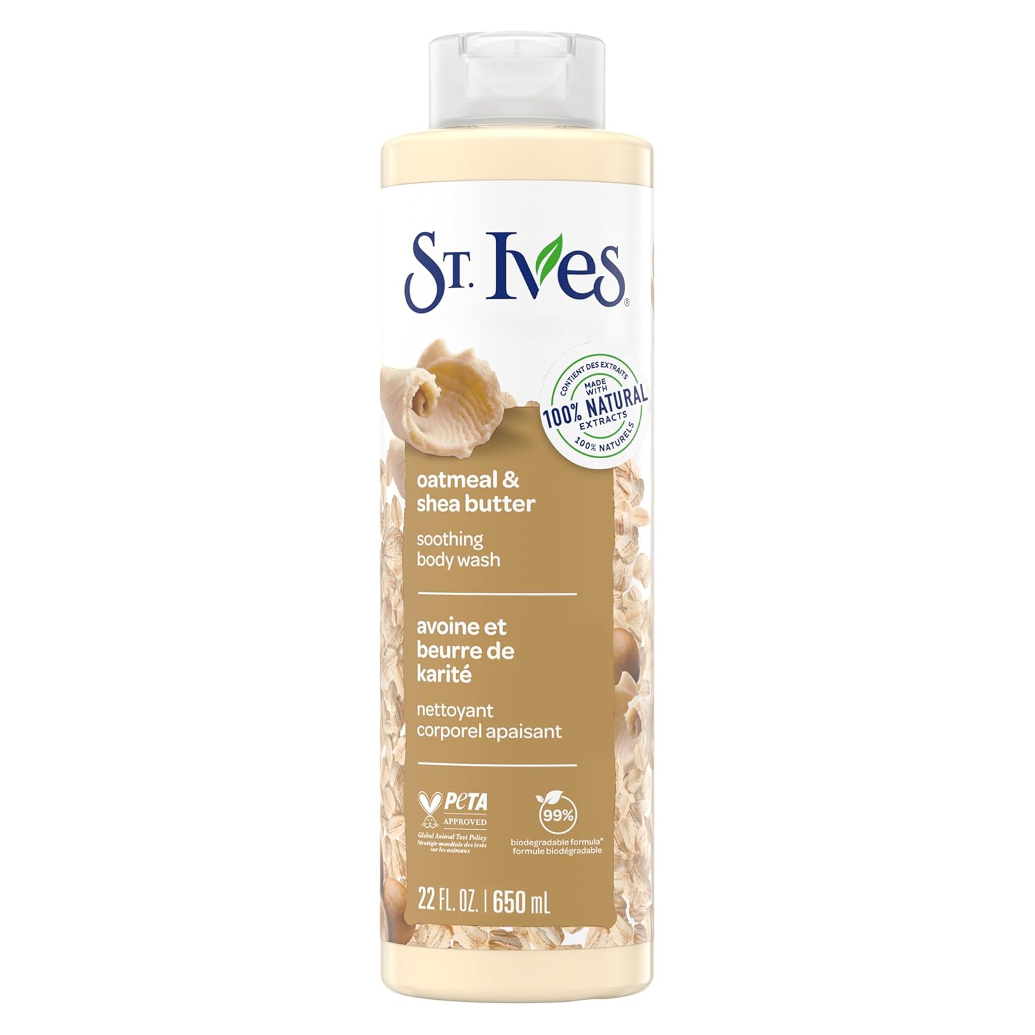 St. Ives Oatmeal & Shea Butter Body Wash | Moisturizing Body Wash for Sensitive and Dry Skin | 22 Fl. Oz.