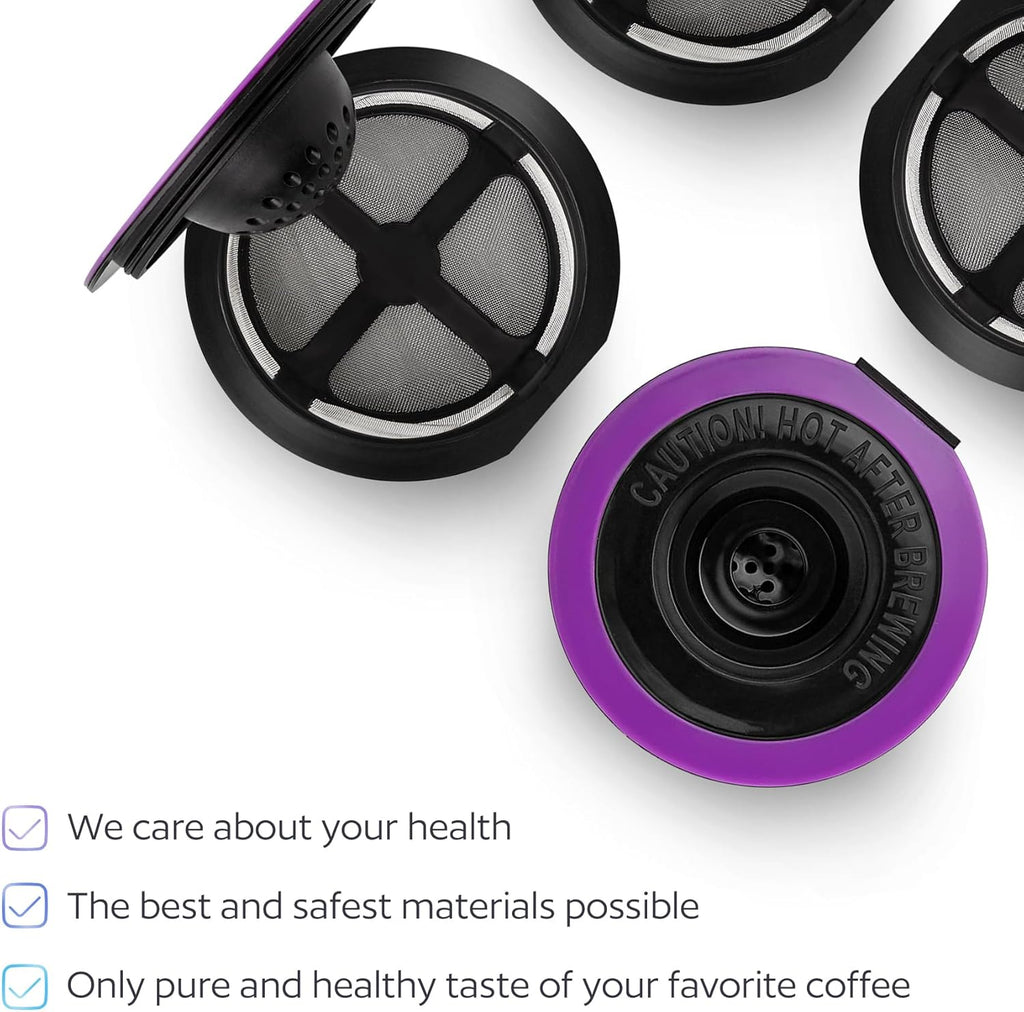 4 Black Reusable K Cups for Keurig Coffee Makers - Compatible with Keurig K-Classic, K-Select, K-Duo, K-Elite, K-Latte