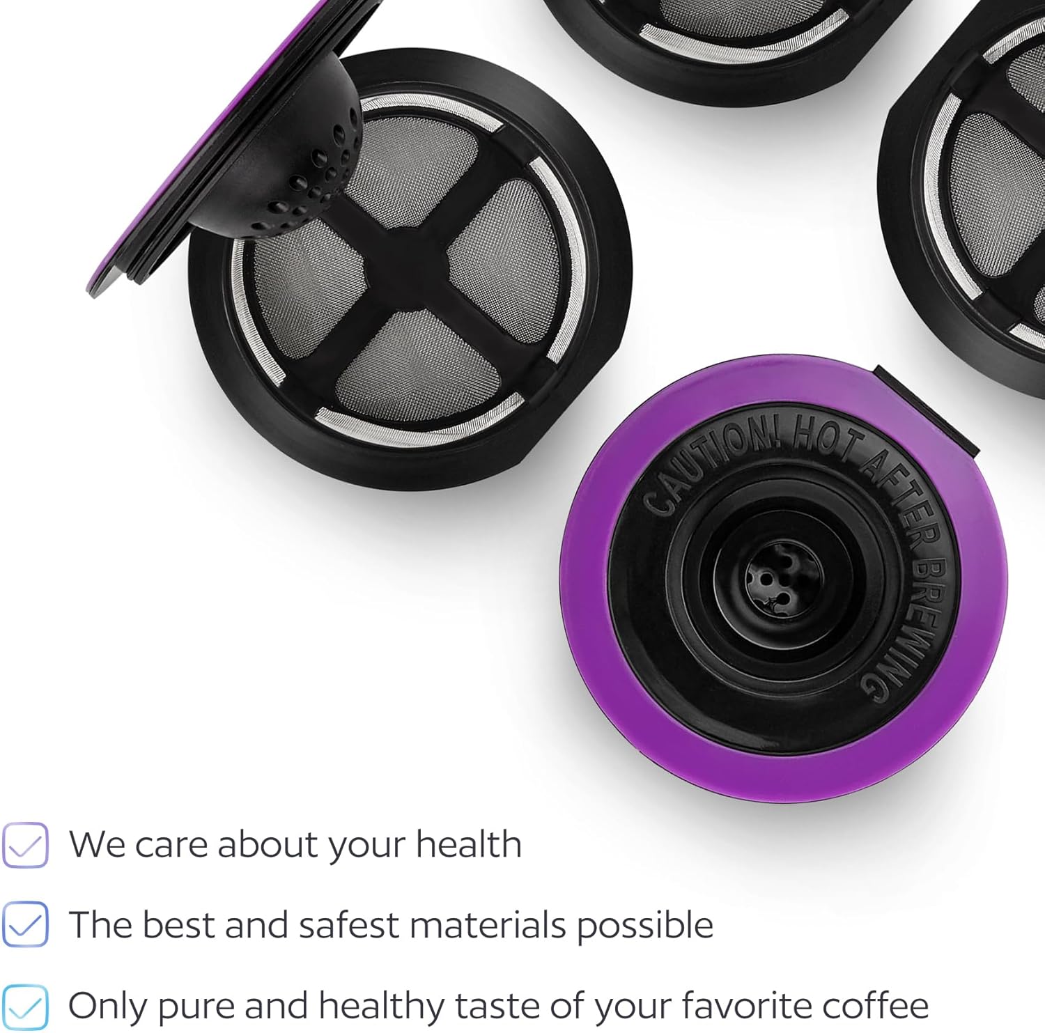 4 Black Reusable K Cups for Keurig Coffee Makers - Compatible with Keurig K-Classic, K-Select, K-Duo, K-Elite, K-Latte