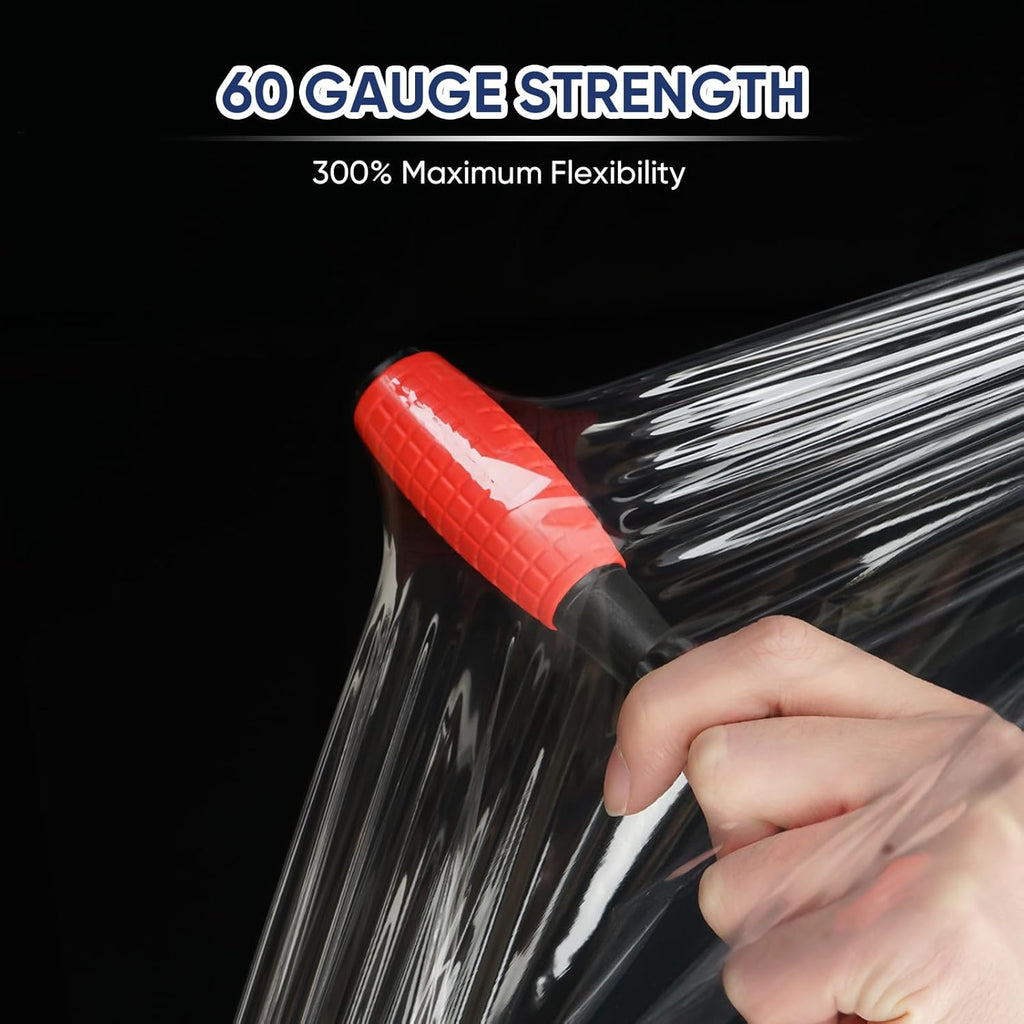 TICONN Stretch Wrap Stretch Film Roll, 1000ft Industrial Strength 15 inch Wide Clear Plastic Wrap with Handles for Pallet Wrapping Shipping Moving