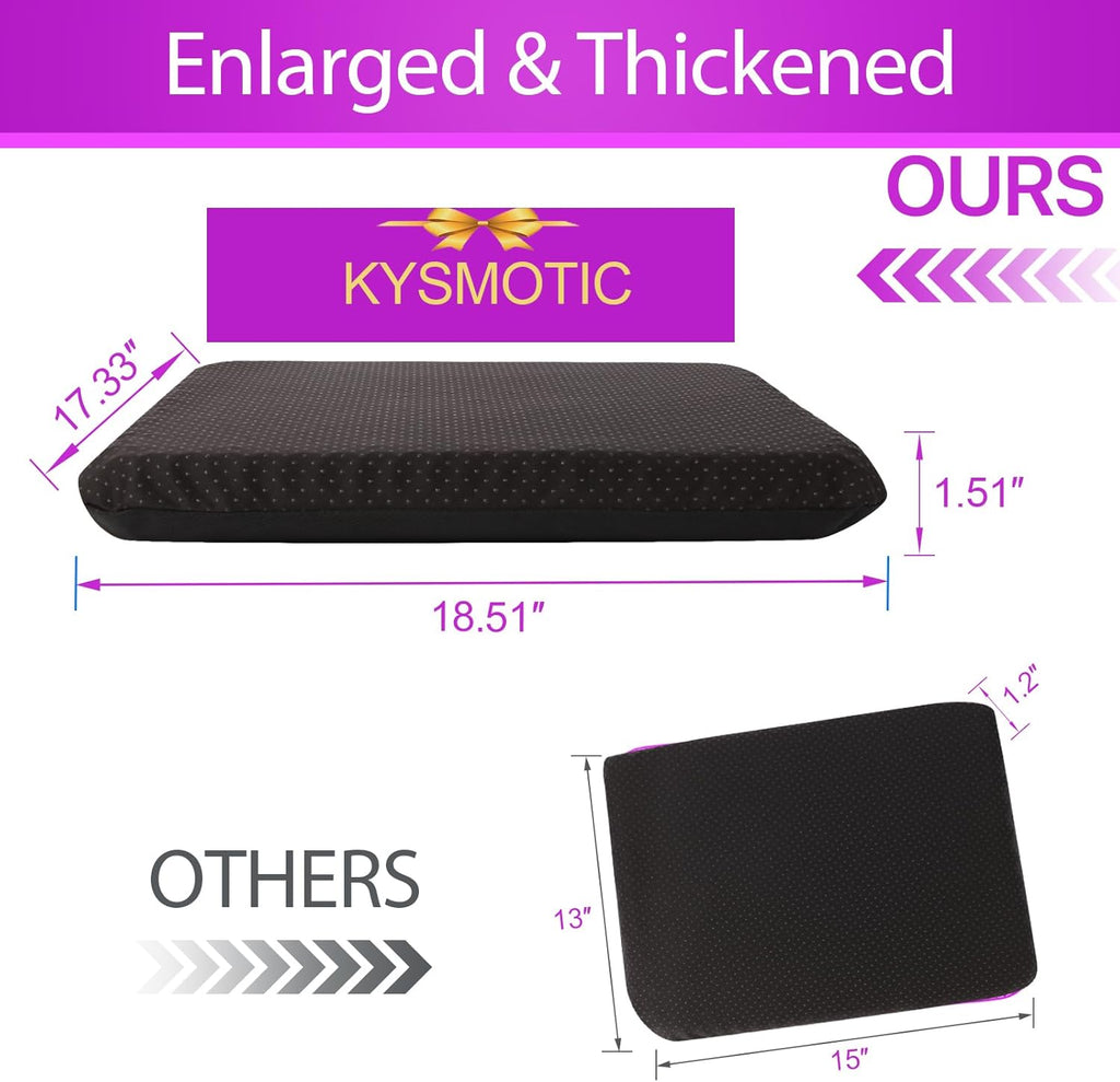 KYSMOTIC Gel Seat Cushion for Long Sitting (Large & Thick), Soft & Breathable, Gel Cushion for Wheelchair, Gel Chair Cushion for Hip Pain, Gel Seat Cushion for Office Chair (Black Cover)