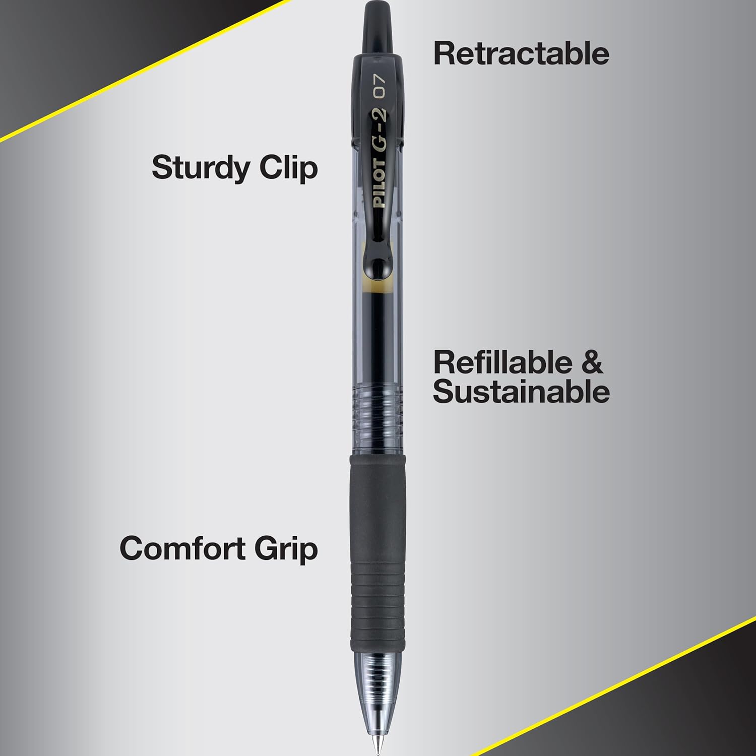 PILOT G2 Premium Refillable & Retractable Rolling Ball Gel Pens, Fine Point, Black Ink, 12 Count (Pack of 1) (31020)