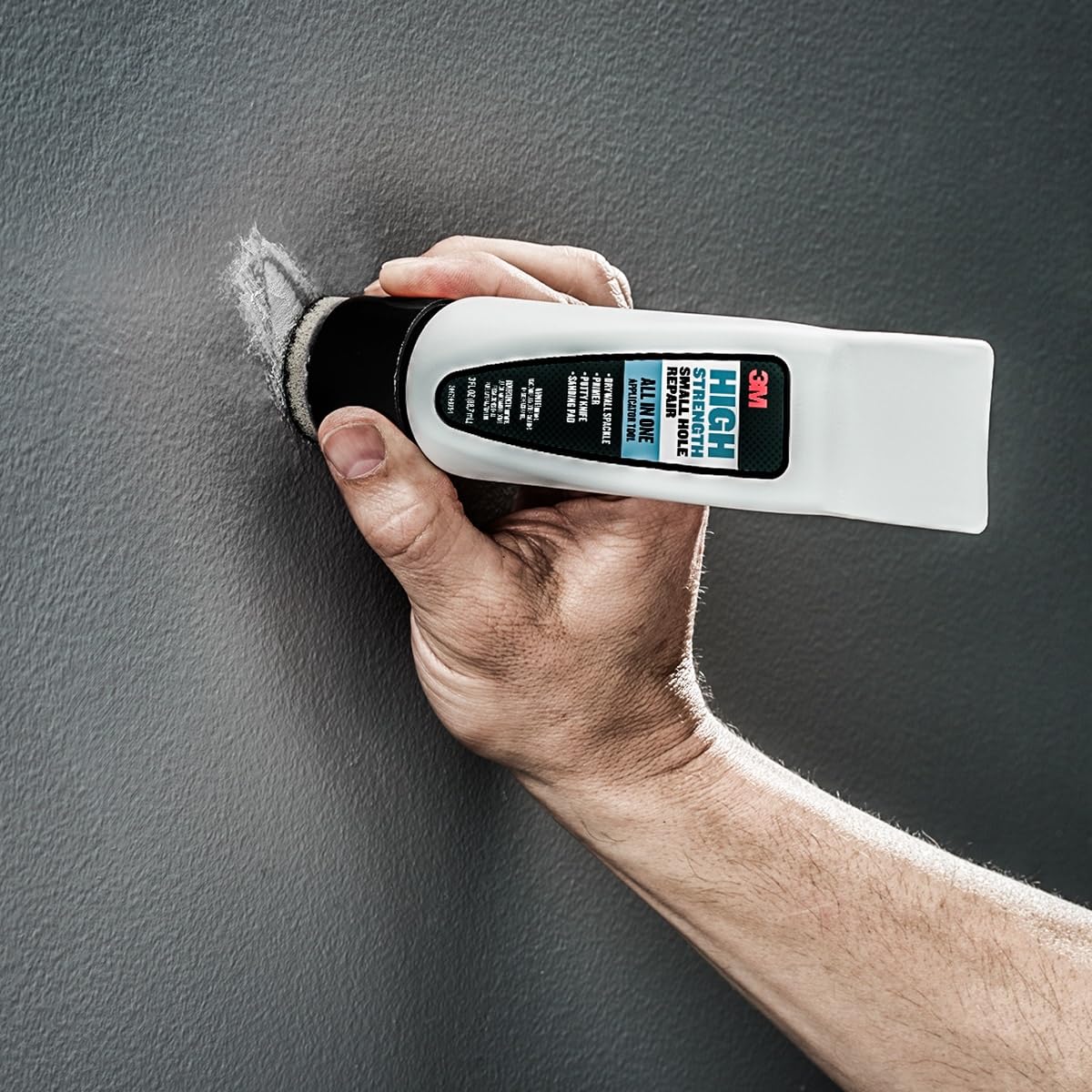 3M Small Hole Repair High Strength, All in One Applicator Tool, 1-Pack, Quick and Easy Repair for Nicks and Nail Holes, Includes Putty Knife, Spackle, and Sanding Pad For Wall Repairs (SHR-3-AIO)