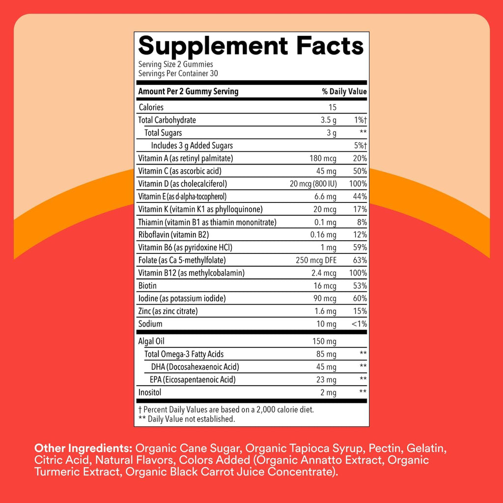 SmartyPants Kids Multivitamin Gummies with Omega 3 DHA/EPA, Vitamins D3, C, B12, B6, A, K, and Zinc, Gluten Free, Clean Label, Three Fruit Flavors, 60 Gummies (30 Day Supply)