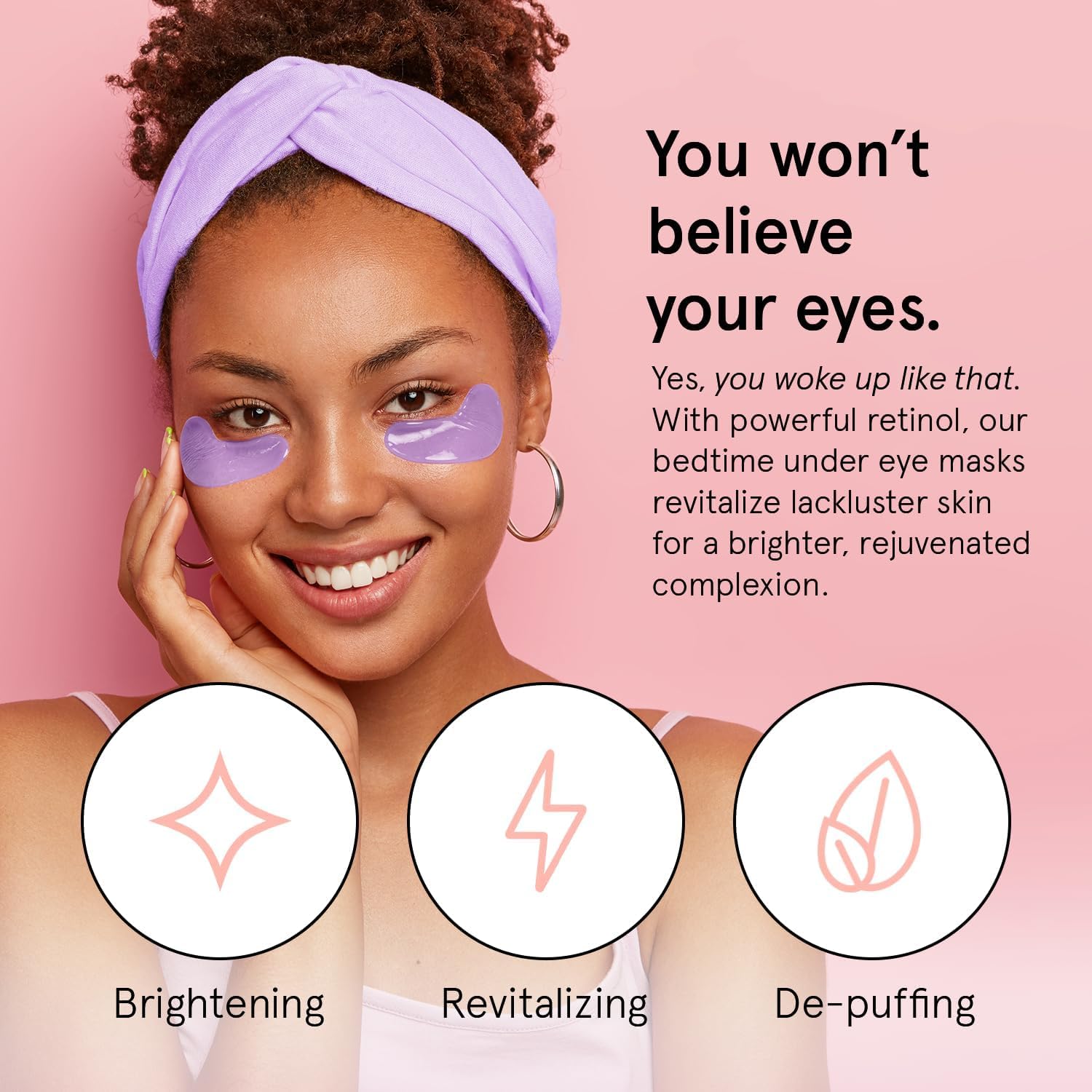 grace & stella Retinol Under Eye Patches for Puffy Eyes & Dark Circles - Restoring Gel Under Eye Masks with Hyaluronic Acid - Birthday Gifts for Women, Bachelorette Party Favors (Purple, 24 Pairs)
