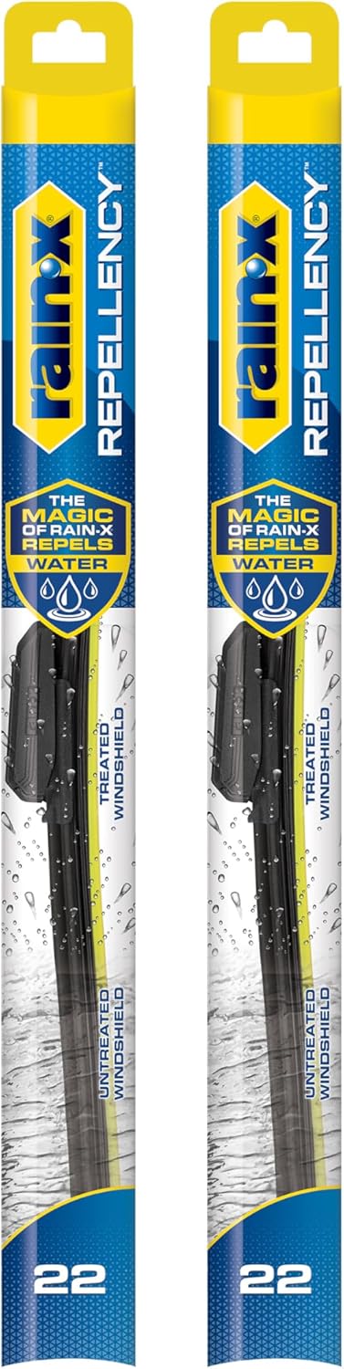 Rain-X 810363 Repellency Water Repellent Wiper Blades, 22" Windshield Wipers (Pack of 2), All Weather Streak-Free for Enhanced Visibility w/Water Repellency Formula [Amazon Exclusive]