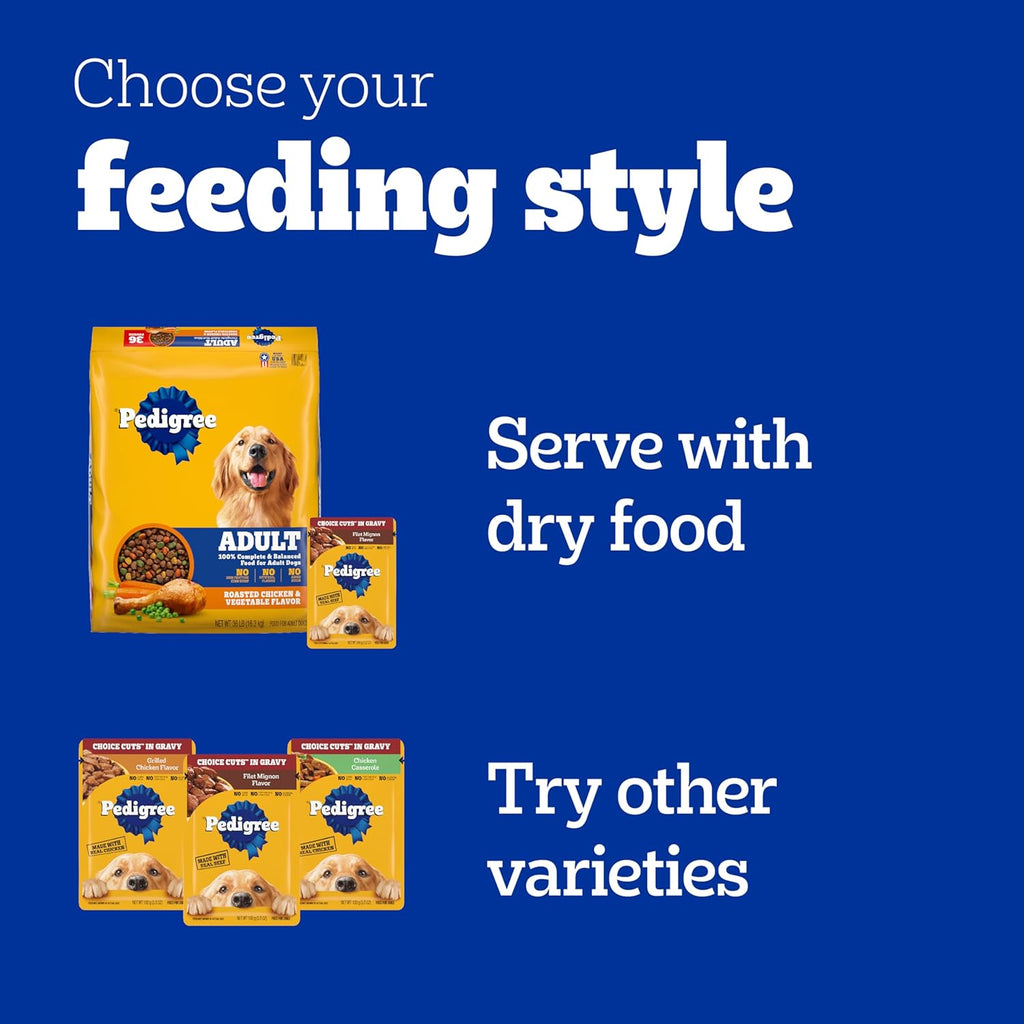 Pedigree Choice Cuts in Gravy Wet Dog Food, Adult Soft Wet Dog Food, Variety Pack, 3.5 oz. Pouches, 30 Count