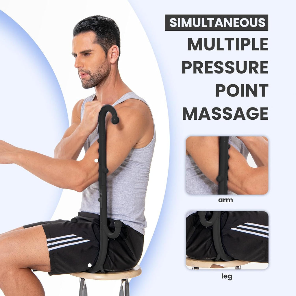 Ranarose Deep Tissue Back & Neck Massager - Back Massager Stick for Pain Relief, Muscle Knot Remover, Trigger Point Massage Tool for Full Body, Shoulders, Legs - Pressure Point Massage Tool (Black)