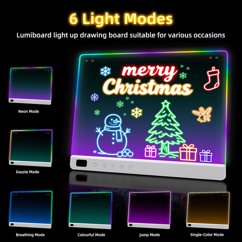 Led Drawing Board with 13 Light Effects, 16" Rechargeable Glow Doodle LED Note Board with Colors, Neon Light Up Drawing Tablet Gifts for Kids for Easter Birthday Christmas Gift Ideas