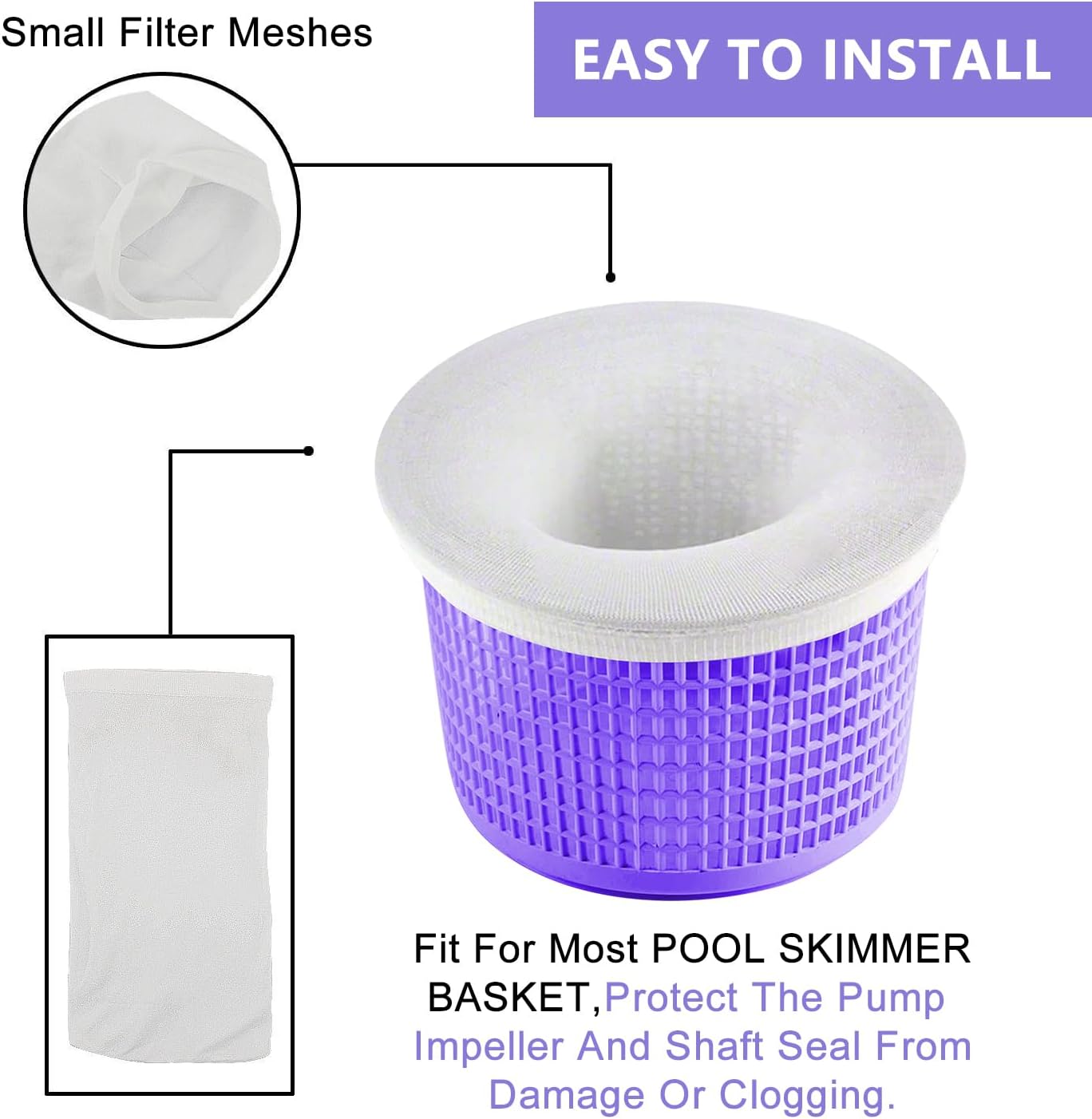 Coopache 30-Pack of Pool Skimmer Socks - Filters Baskets, Skimmers Cleans Debris and Leaves for In-Ground and Above Ground Pools
