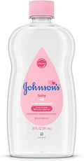 Johnson's Baby Oil, Pure Mineral Oil to help Prevent Moisture Loss for Baby, Kids & Adults, Gentle & Soothing Baby Massage Oil for Dry Skin Relief, Original Scent, Baby Essentials, 20 fl. oz