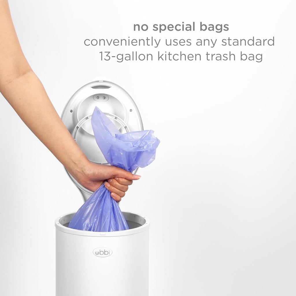 Ubbi Steel Diaper Pail, Odor Locking, No Special Bag Required, Award-Winning, Registry Must-Have, White