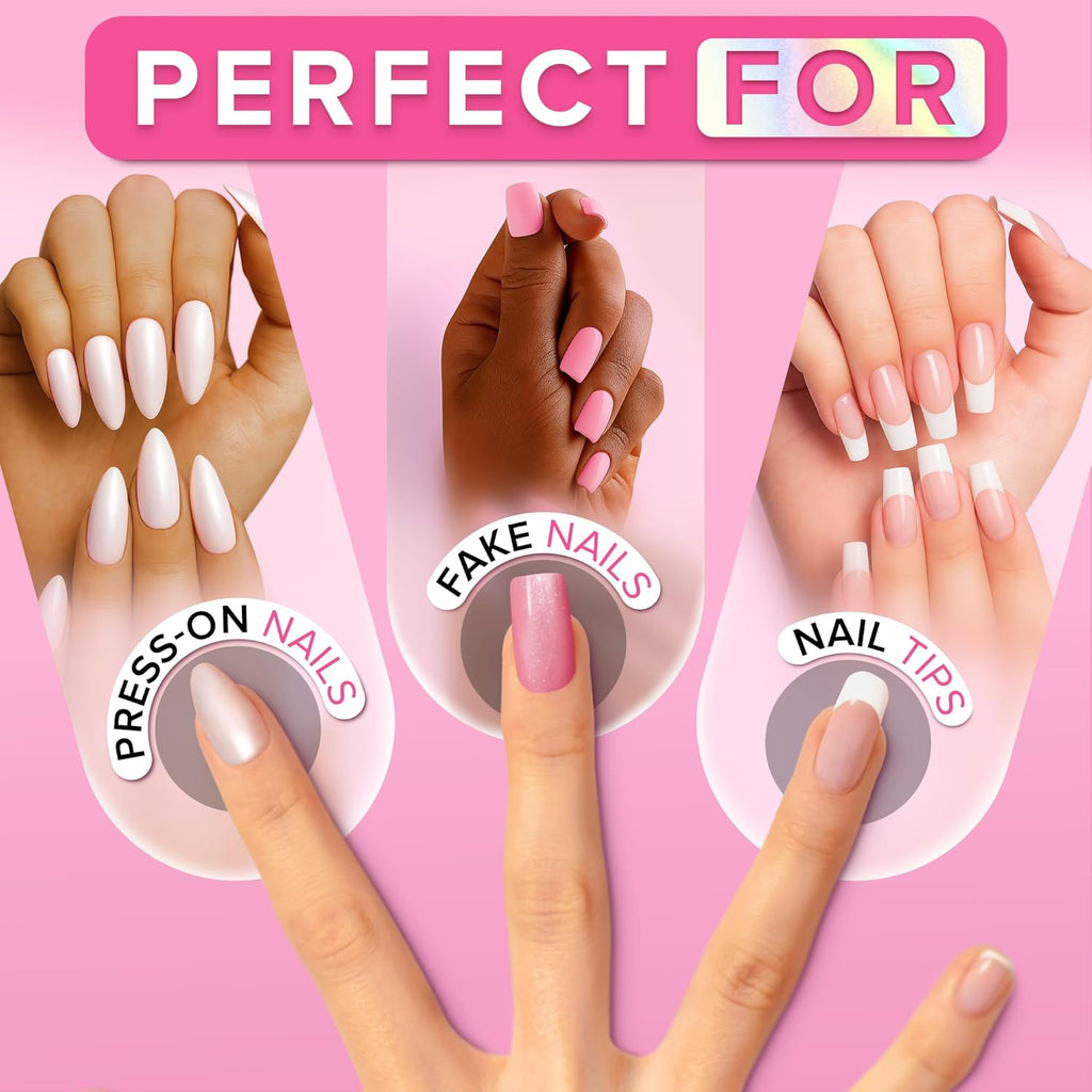 Super Strong Nail Glue for Press On Nails, Nail Tips & Acrylic Nails (8ml) NYK1 NailBond Brush On Glue for Press Ons, Tips & Acrylics - Long Lasting, Maximum Strength, Mess-Free Application