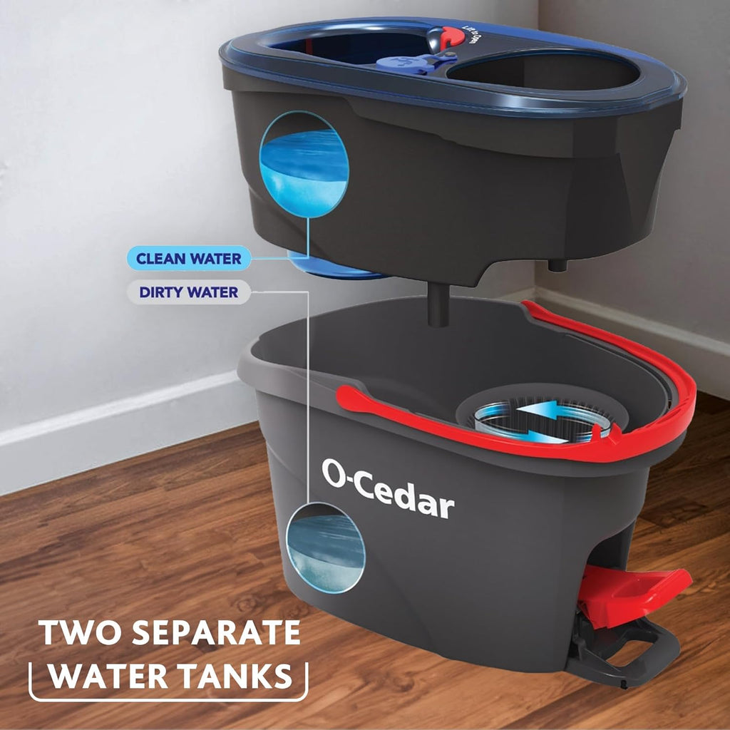 O-Cedar RinseClean Spin Mop & Bucket System | Clean with Water | Removes 99% of Bacteria
