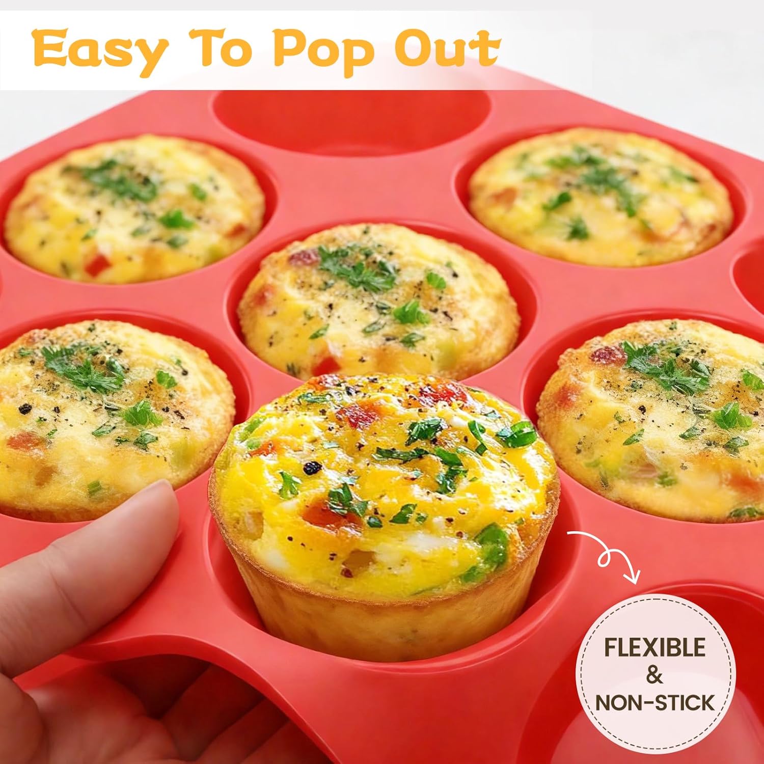CAKETIME 12 Cups Silicone Muffin Pan - Nonstick Cupcake Pan 1 Pack Regular Size Silicone Mold for Baking