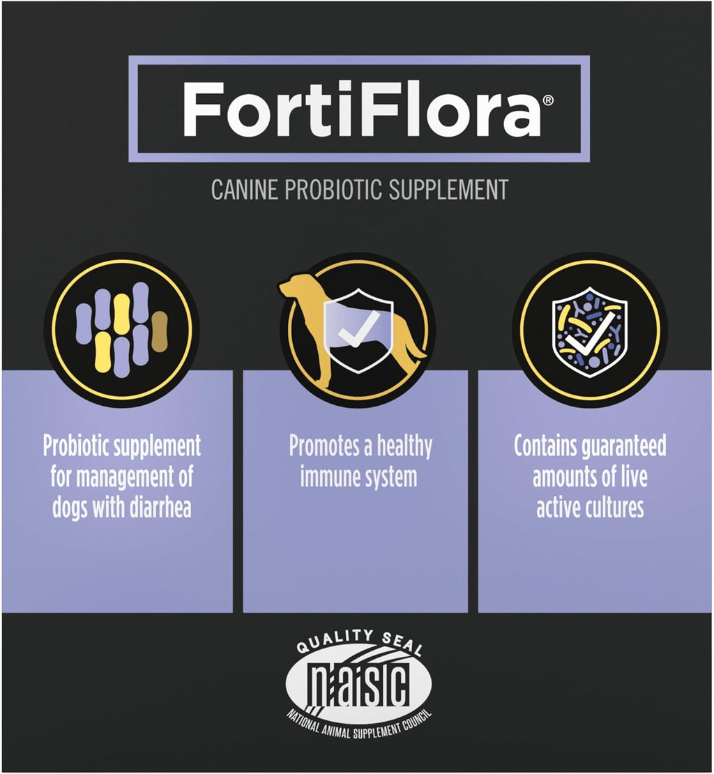 Purina Pro Plan Veterinary Supplements FortiFlora Daily Probiotics for Dogs, Helps Digestive Gut Health and Diarrhea - 30 ct. Box