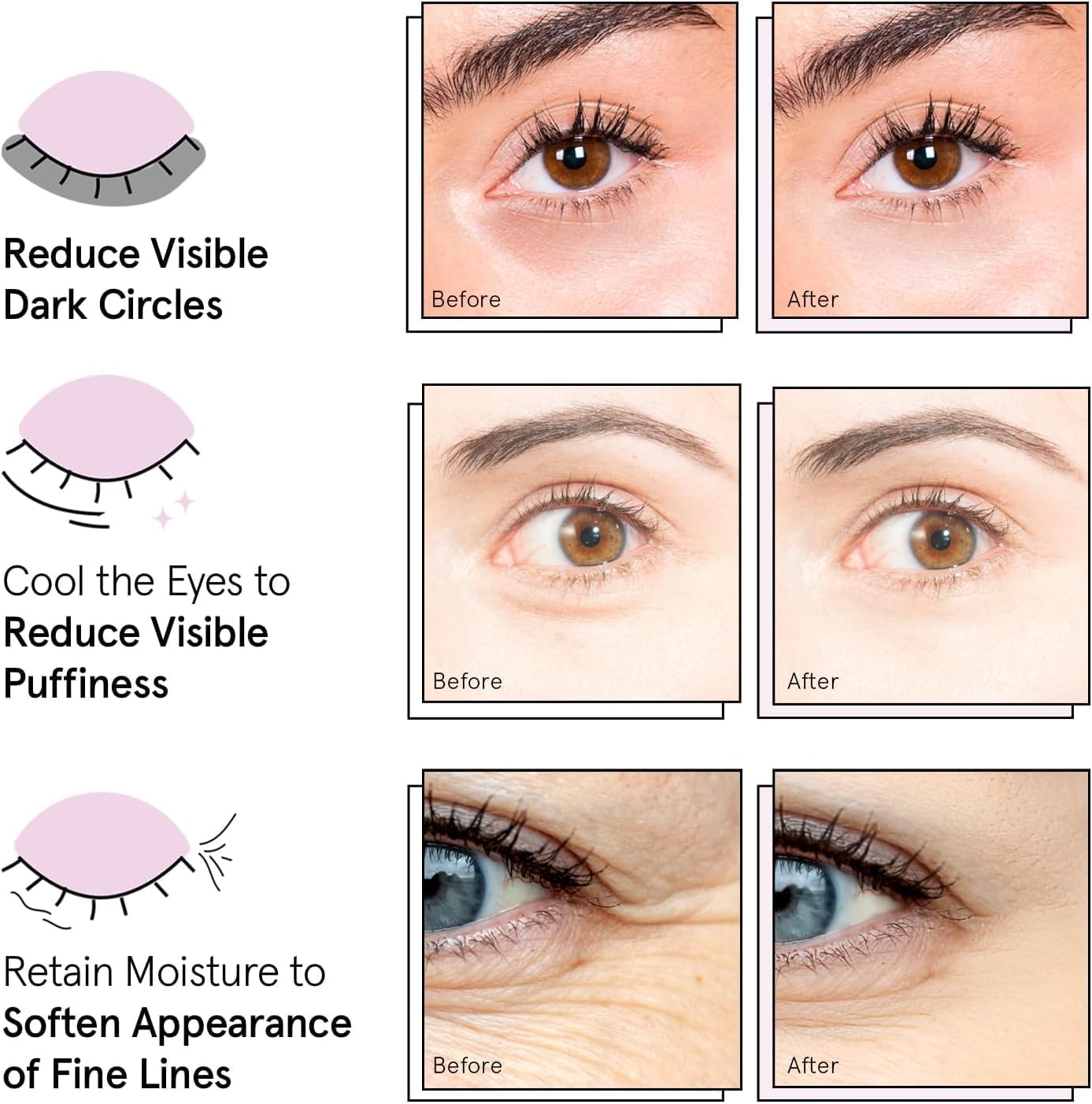 grace & stella Award Winning Under Eye Mask - Reduce Dark Circles, Puffy Eyes, Undereye Bags, Wrinkles - Gel Under Eye Patches - Small Birthday Gifts - Vegan Cruelty-Free (Pink, 6 Pairs)