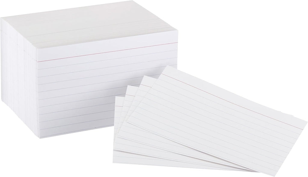 Amazon Basics Heavy Weight Ruled Index Cards for Studying and Note Taking, White, 3" x 5", 300 Count (Pack of 3)