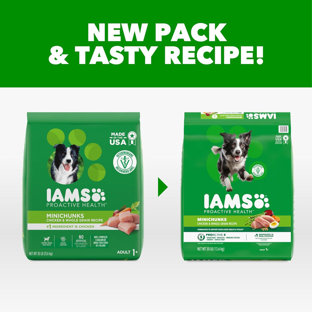IAMS Proactive Health Adult Minichunks Premium Dry Dog Food, Adult Dog Food Dry Recipe, 30 lb. Bag