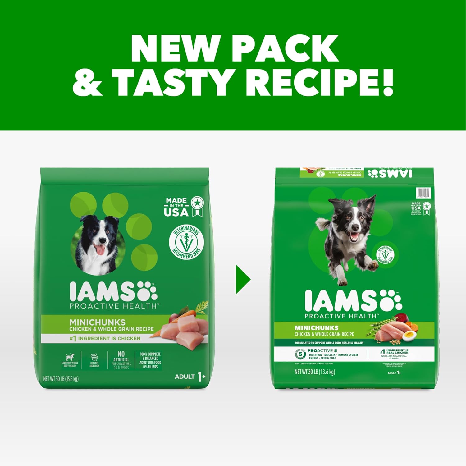 IAMS Proactive Health Adult Minichunks Premium Dry Dog Food, Adult Dog Food Dry Recipe, 30 lb. Bag