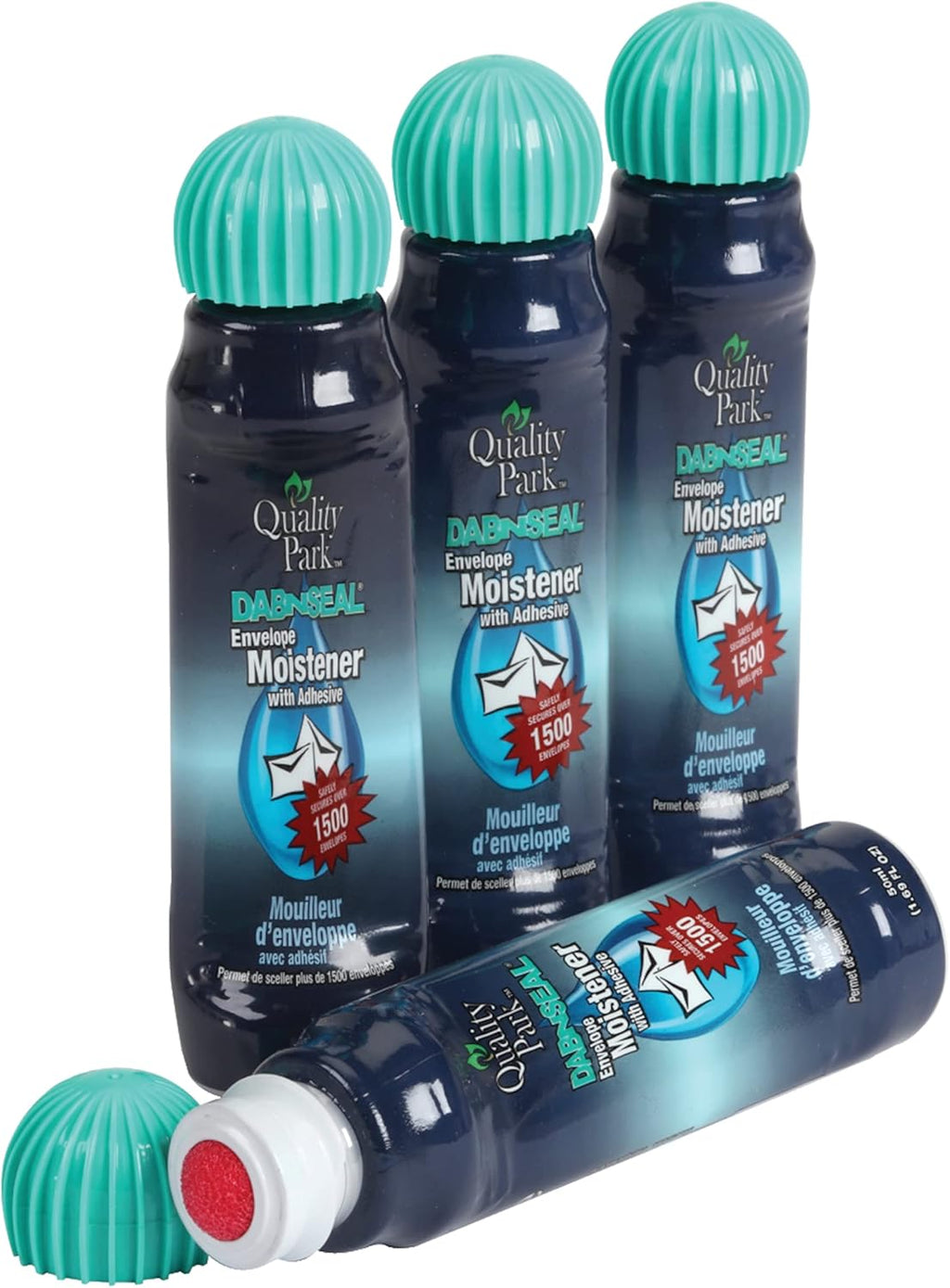Quality Park Dab-N-Seal Envelope Moistener with Adhesive, 50ML Bottle, 4 Pack (46071)