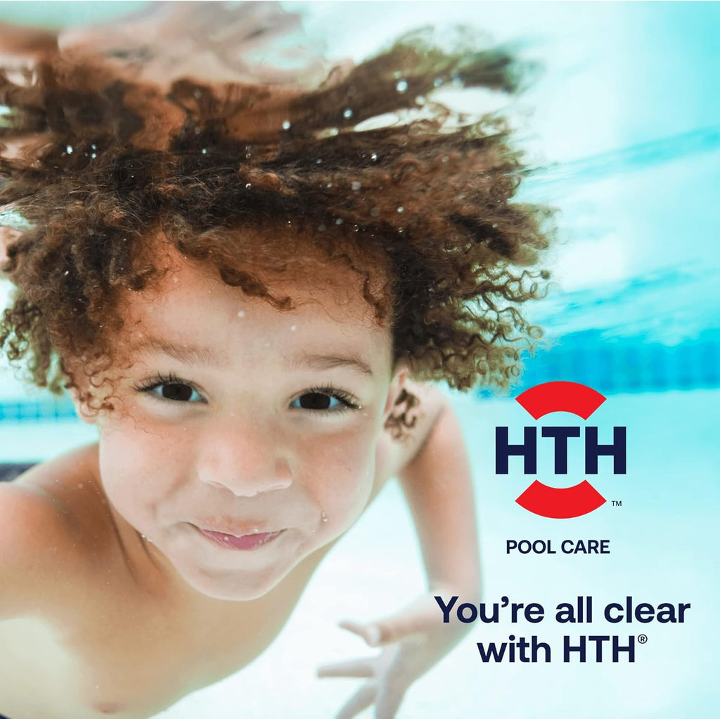 HTH 42049 Pool Care 1" Chlorine Tabs, Swimming Pool Sanitizer with Added Clarifier - Eliminates Bacteria & Algae, Makes Water Clean & Crystal Clear, Sanitizes & Protects - Slow Dissolving, 1.5 lbs