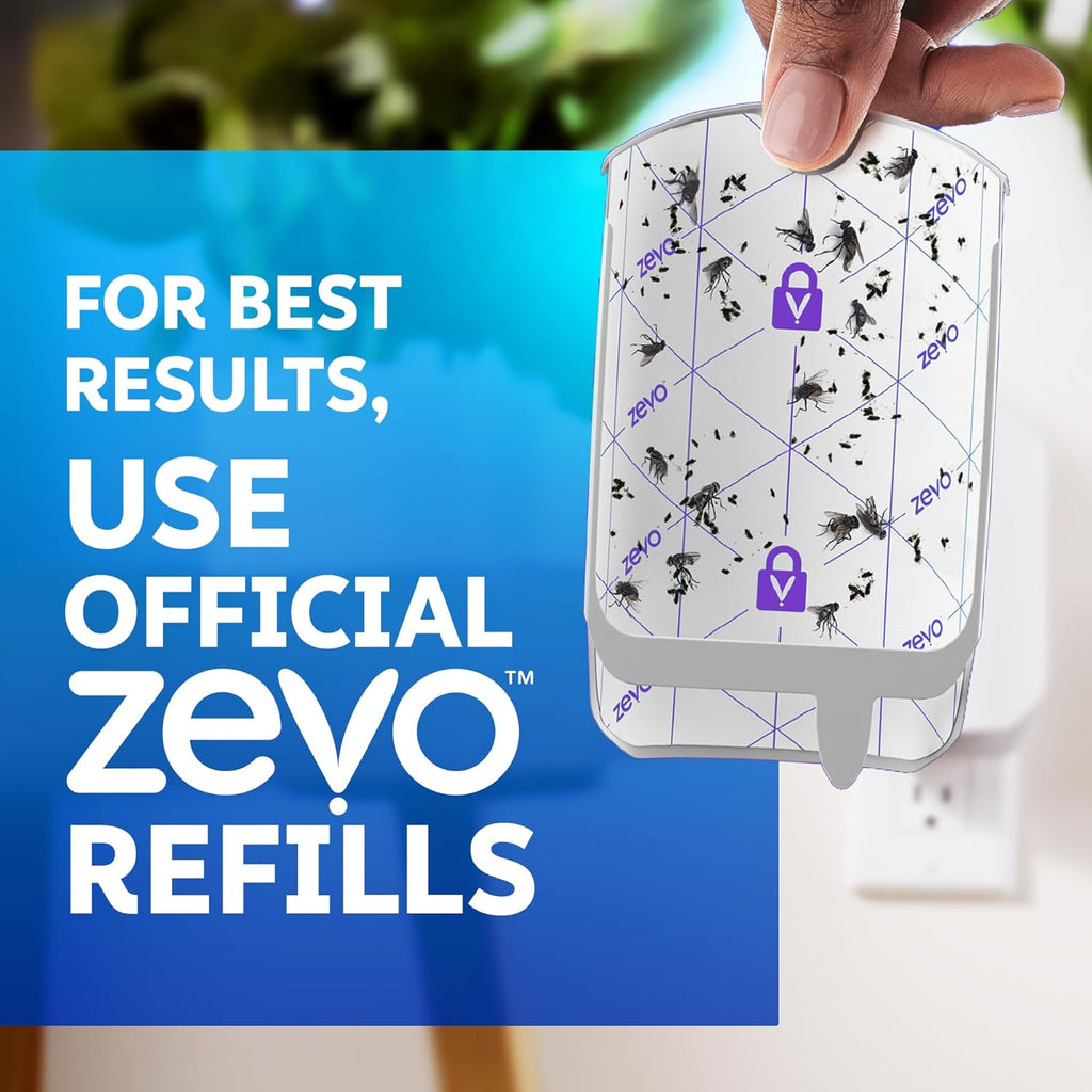 Zevo Flying Insect Trap Official Refill Cartridges - Fits Both Zevo Trap & MAX Indoor Fly Trap - Authentic Trap+Lock Technology to Catch Gnats, House & Fruit Flies (4 Official Refill Cartridges)